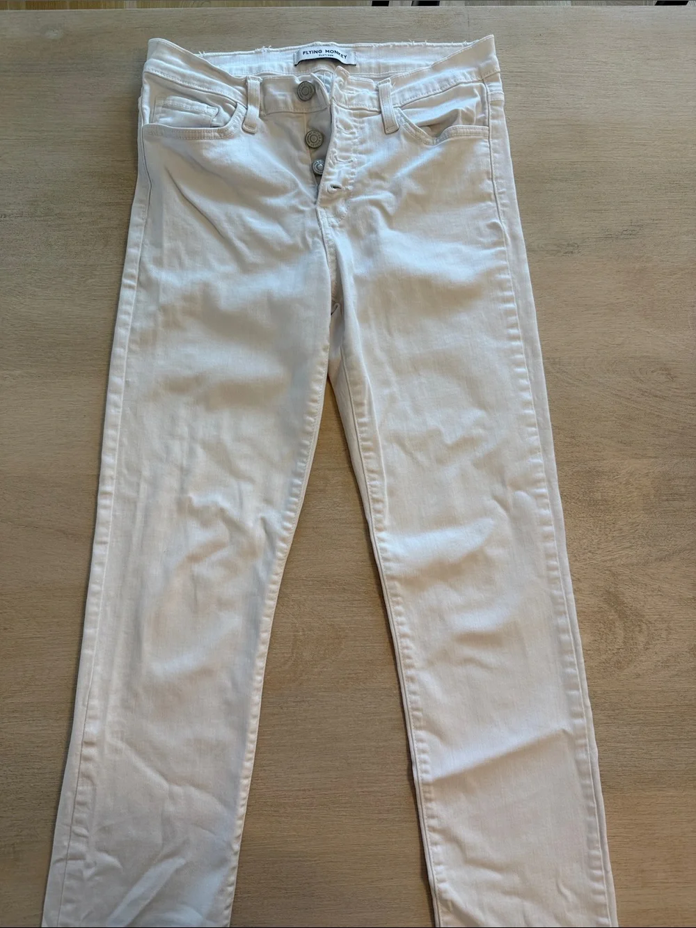 Flying Monkey Women's White High-Rise Skinny Jeans with Button Fly